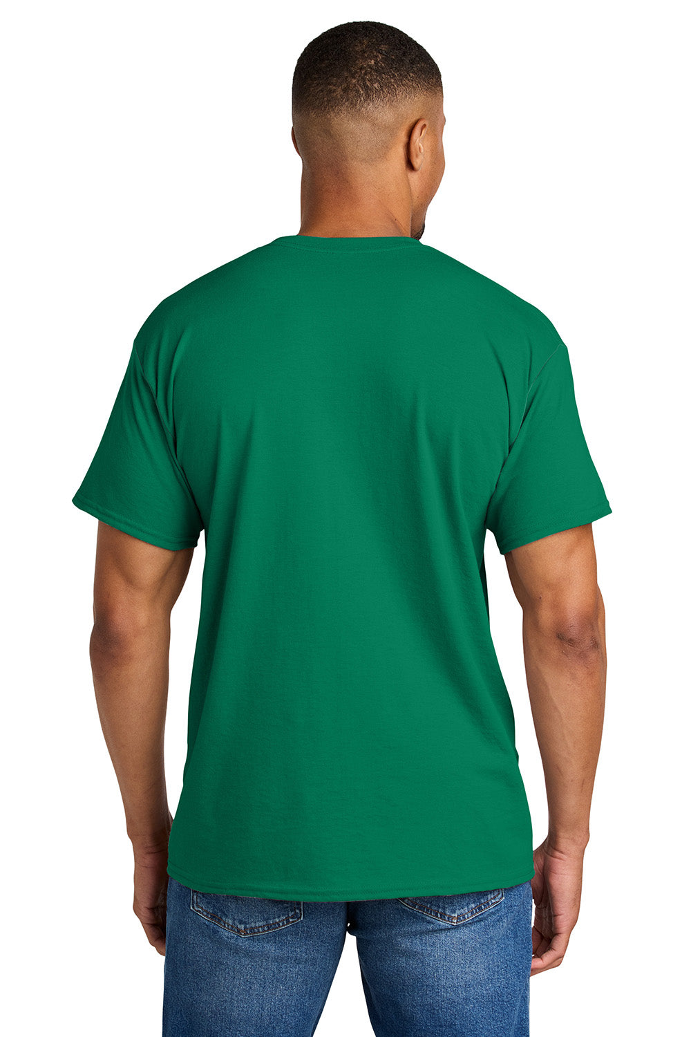 Gildan 8000/G800 Mens DryBlend Moisture Wicking Short Sleeve Crewneck T-Shirt Kelly Green Model Back