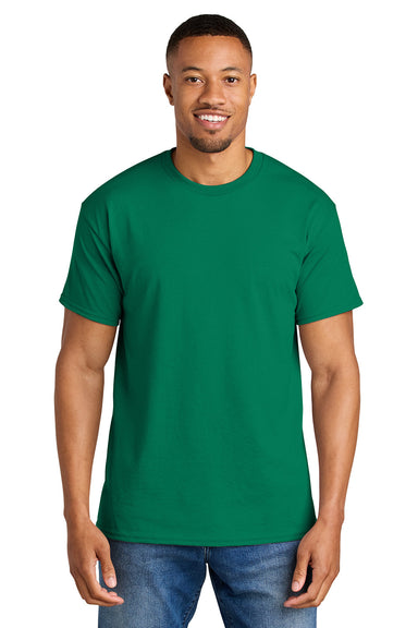 Gildan 8000/G800 Mens DryBlend Moisture Wicking Short Sleeve Crewneck T-Shirt Kelly Green Model Front