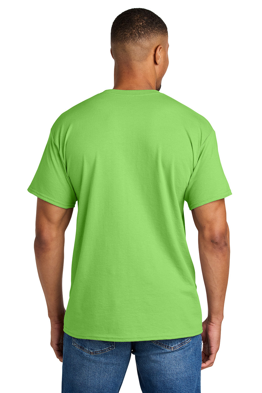 Gildan 8000/G800 Mens DryBlend Moisture Wicking Short Sleeve Crewneck T-Shirt Lime Green Model Back