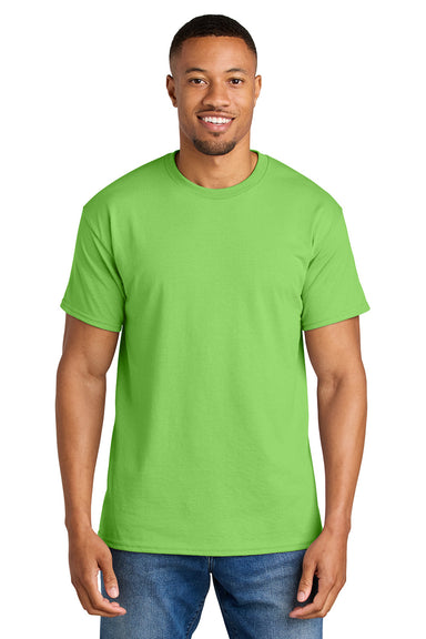 Gildan 8000/G800 Mens DryBlend Moisture Wicking Short Sleeve Crewneck T-Shirt Lime Green Model Front