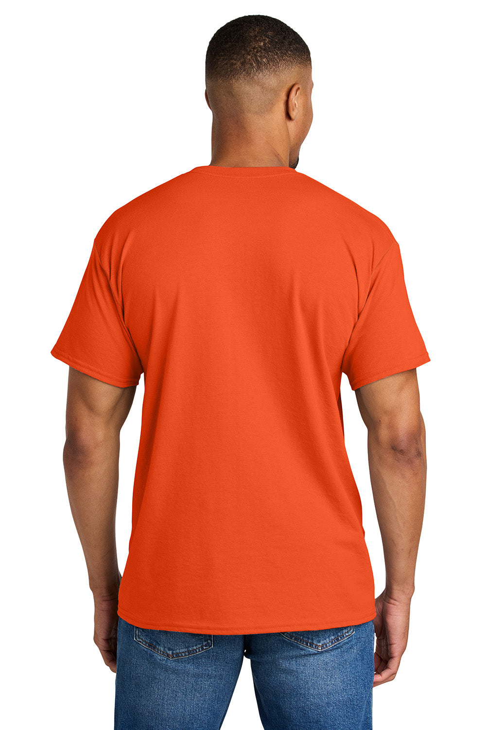 Gildan 8000/G800 Mens DryBlend Moisture Wicking Short Sleeve Crewneck T-Shirt Orange Model Back