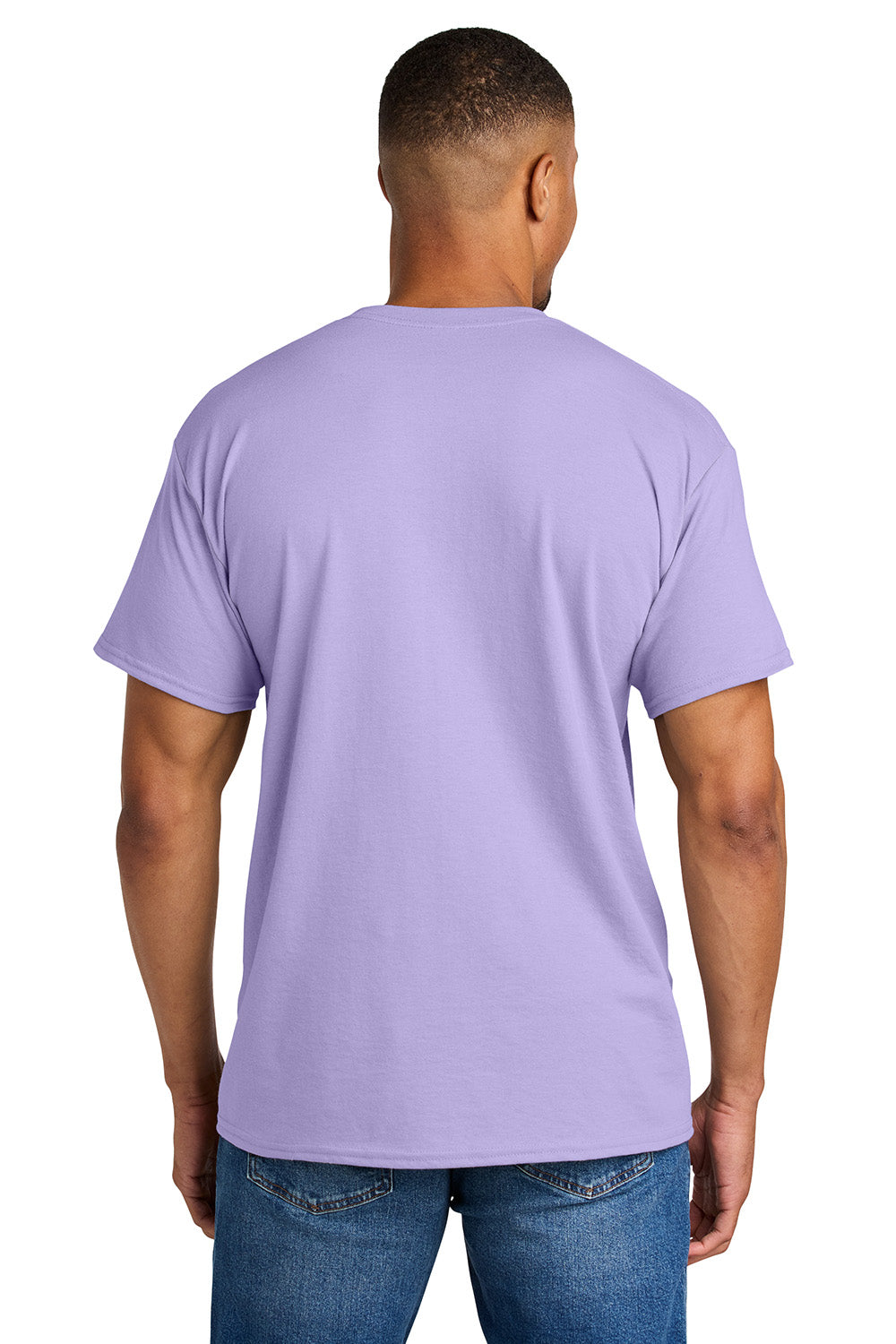 Gildan 8000/G800 Mens DryBlend Moisture Wicking Short Sleeve Crewneck T-Shirt Orchid Purple Model Back