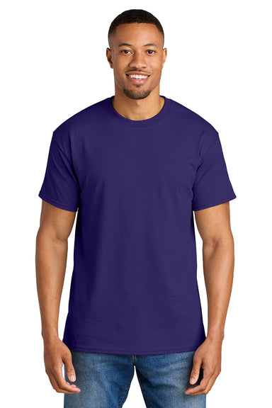 Gildan 8000/G800 Mens DryBlend Moisture Wicking Short Sleeve Crewneck T-Shirt Purple Model Front