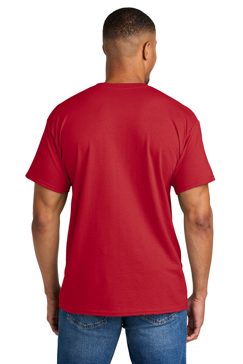 Gildan 8000/G800 Mens DryBlend Moisture Wicking Short Sleeve Crewneck T-Shirt Red Model Back