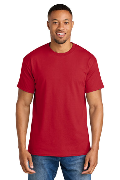 Gildan 8000/G800 Mens DryBlend Moisture Wicking Short Sleeve Crewneck T-Shirt Red Model Front