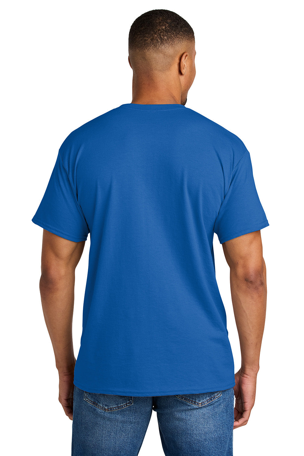 Gildan 8000/G800 Mens DryBlend Moisture Wicking Short Sleeve Crewneck T-Shirt Royal Blue Model Back