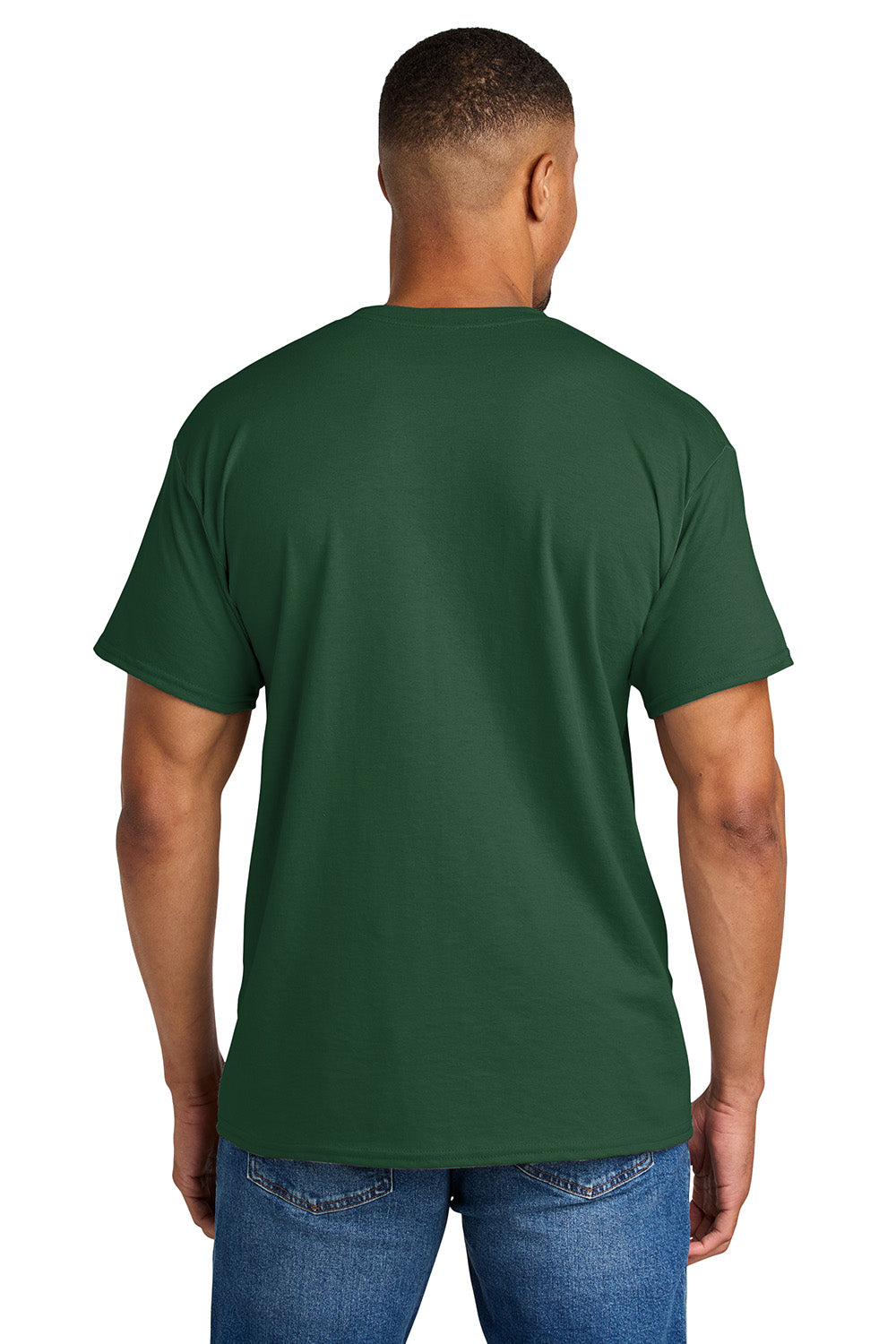 Gildan 8000/G800 Mens DryBlend Moisture Wicking Short Sleeve Crewneck T-Shirt Sport Dark Green Model Back