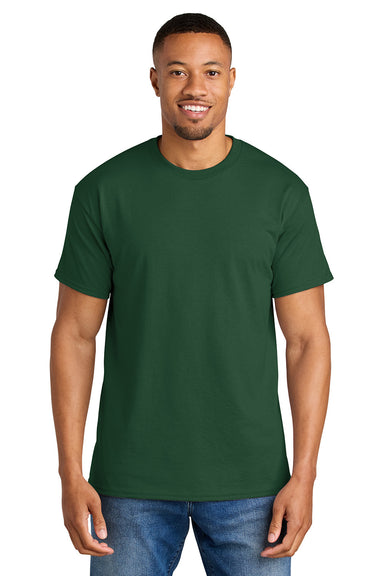 Gildan 8000/G800 Mens DryBlend Moisture Wicking Short Sleeve Crewneck T-Shirt Sport Dark Green Model Front