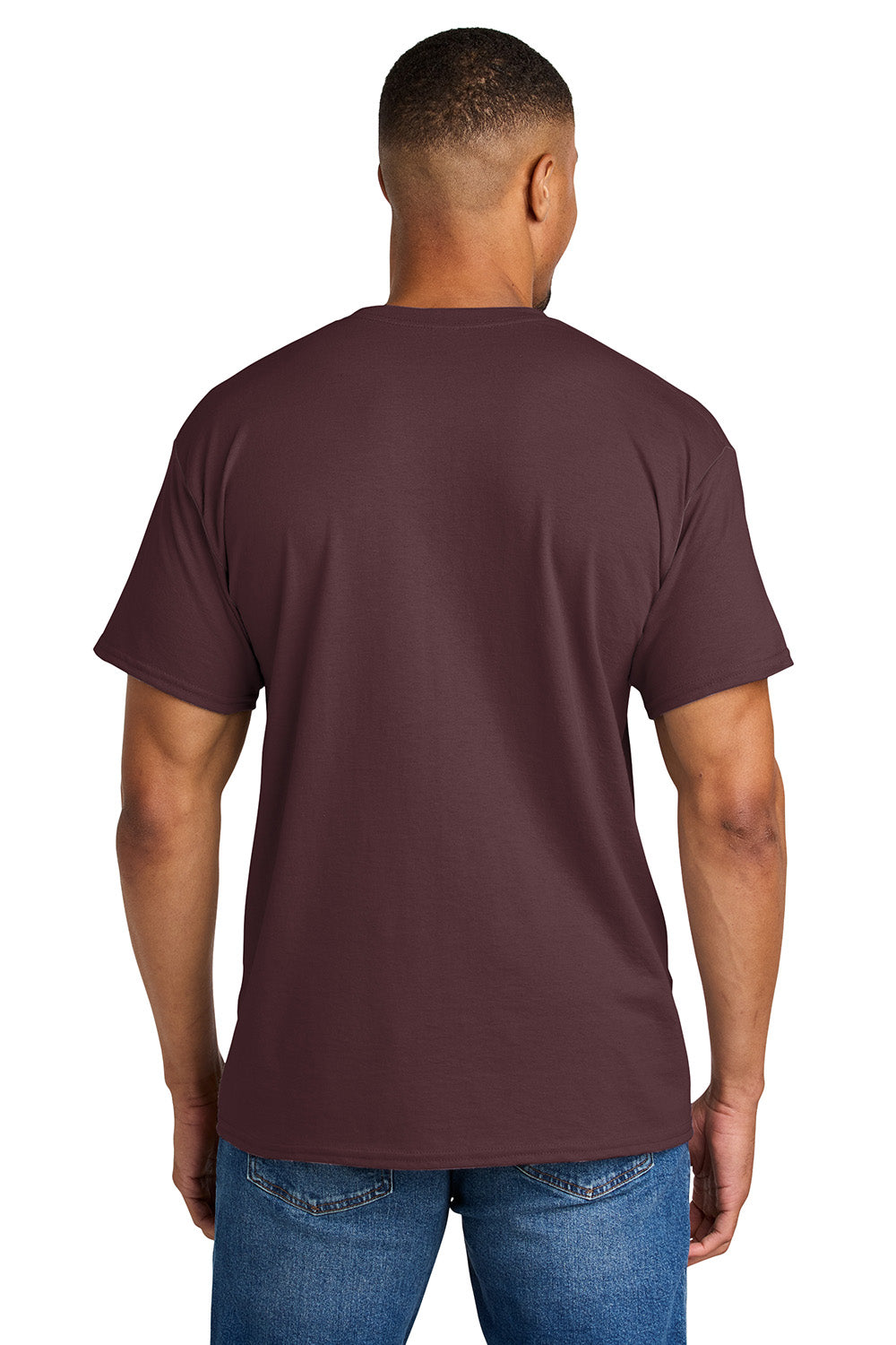 Gildan 8000/G800 Mens DryBlend Moisture Wicking Short Sleeve Crewneck T-Shirt Sport Dark Maroon Model Back