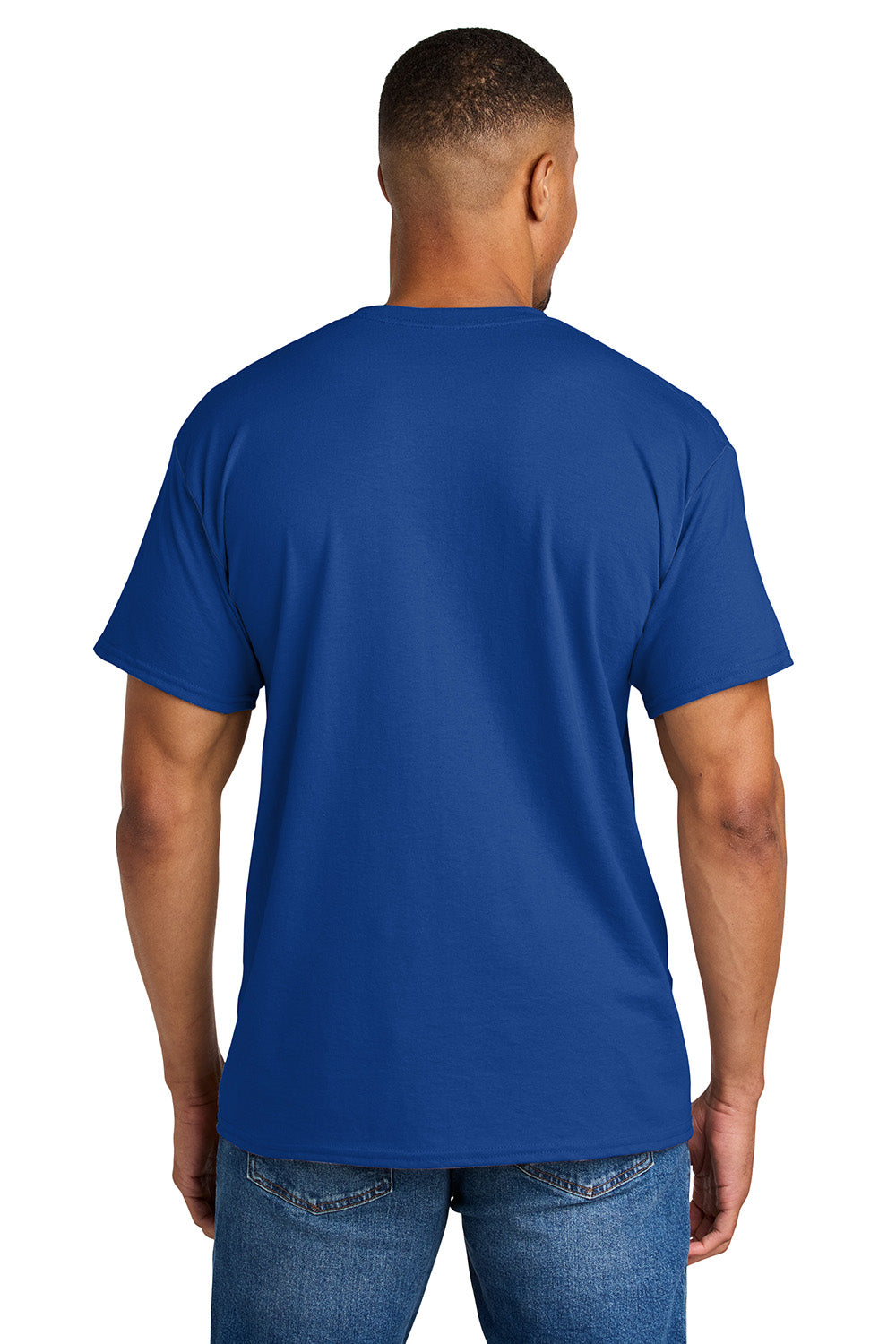 Gildan 8000/G800 Mens DryBlend Moisture Wicking Short Sleeve Crewneck T-Shirt Sport Royal Blue Model Back