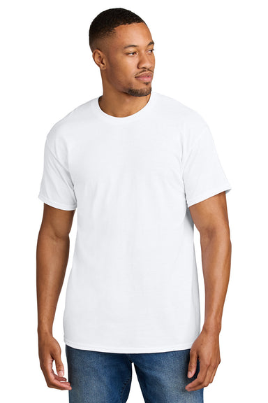 Gildan 8000/G800 Mens DryBlend Moisture Wicking Short Sleeve Crewneck T-Shirt White Model Front