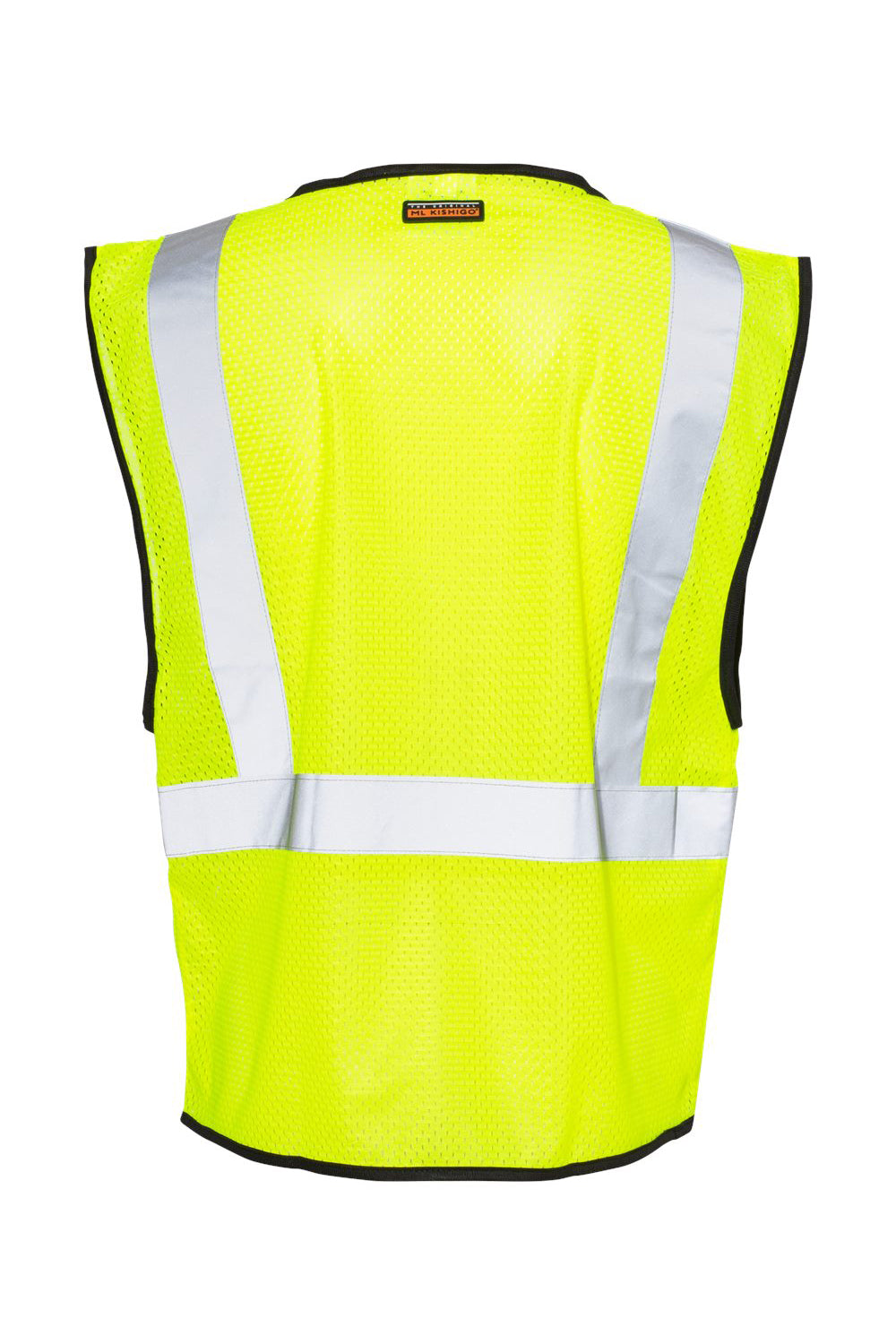 Kishigo 1547-1548 Mens Zippered Mesh Economy Class 2 Vest Lime Green Flat Back