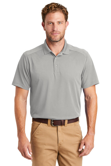 CornerStone CS418/TLCS418 Mens Select Moisture Wicking Short Sleeve Polo Shirt Light Grey Model Front