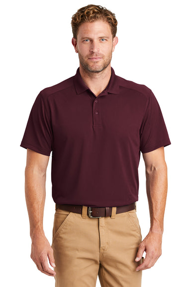 CornerStone CS418/TLCS418 Mens Select Moisture Wicking Short Sleeve Polo Shirt Maroon Model Front