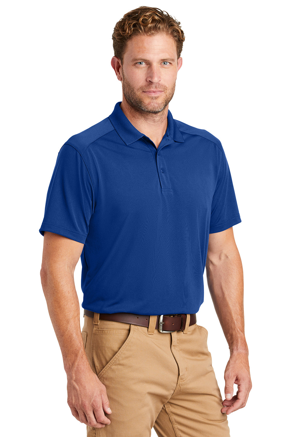 CornerStone CS418/TLCS418 Mens Select Moisture Wicking Short Sleeve Polo Shirt Royal Blue Model 3q