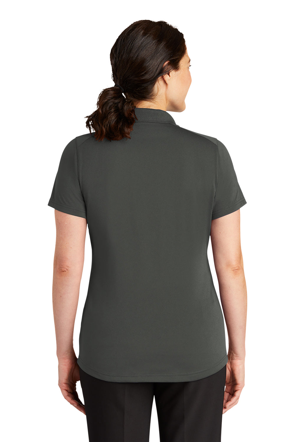 CornerStone CS419 Womens Select Moisture Wicking Short Sleeve Polo Shirt Charcoal Grey Model Back