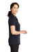 CornerStone CS419 Womens Select Moisture Wicking Short Sleeve Polo Shirt Dark Navy Blue Model Side