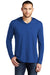 District DM139 Mens Perfect Tri Long Sleeve Hooded T-Shirt Hoodie Deep Royal Blue Model Front