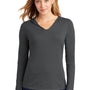 District Womens Perfect Tri Long Sleeve Hooded T-Shirt Hoodie - Charcoal Grey