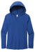 District DM139L Womens Perfect Tri Long Sleeve Hooded T-Shirt Hoodie Deep Royal Blue Flat Front