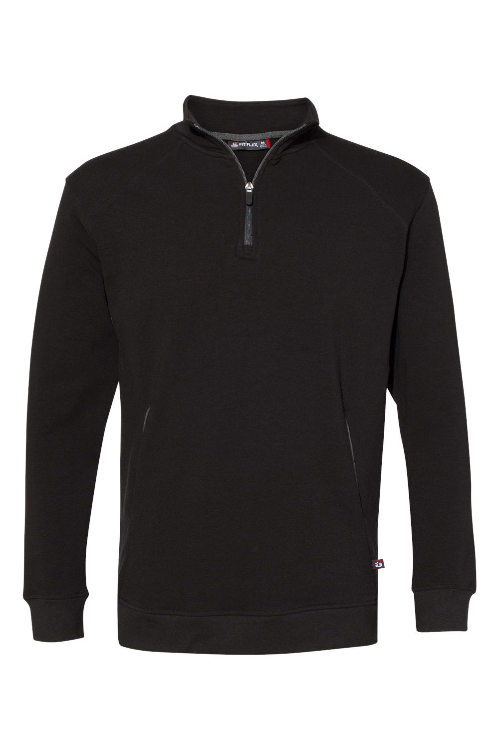 Badger 1060 Mens FitFlex Moisture Wicking 1/4 Zip Sweatshirt Black Flat Front