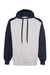 Badger 1249 Mens Athletic Fleece Hooded Sweatshirt Hoodie Oxford Grey/Navy Blue Flat Front