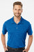 Adidas A402 Mens UPF 50+ Short Sleeve Polo Shirt Collegiate Royal Blue Melange Model Front