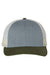 Richardson 115 Mens Low Pro Trucker Hat Heather Grey/Birch/Army Gren Flat Front