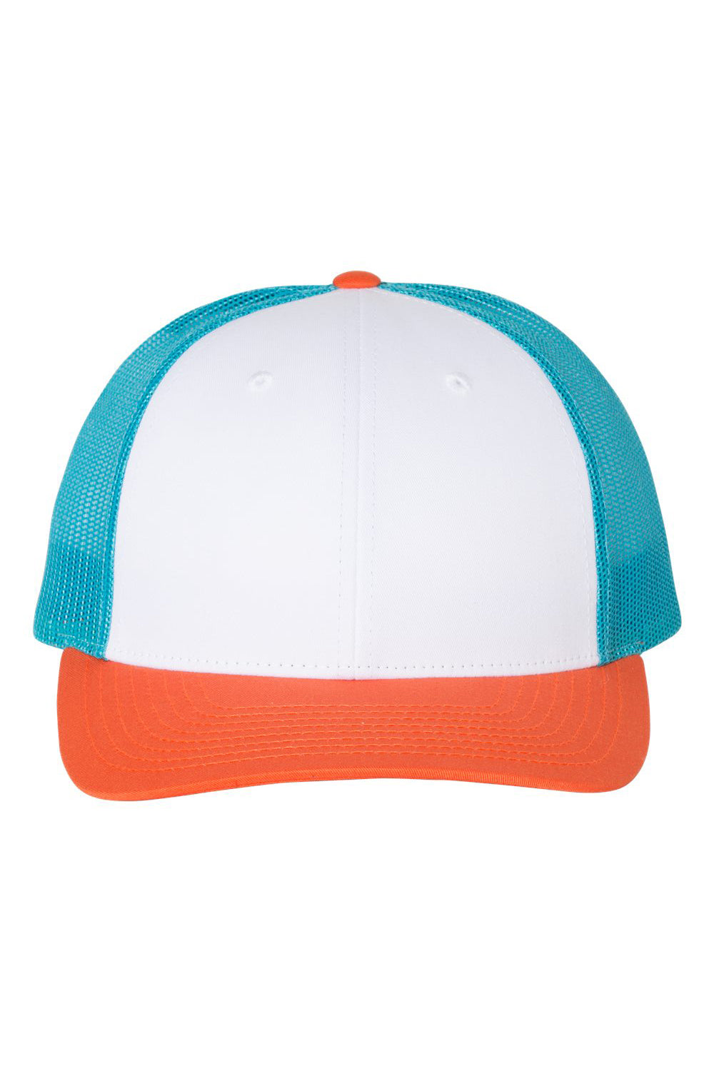 Richardson 115 Mens Low Pro Trucker Hat White/Blue Hawaiin/Pale Orange Flat Front