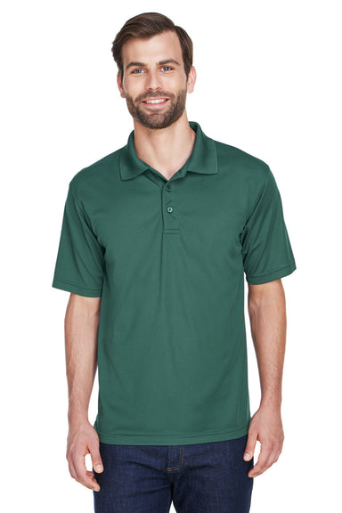 UltraClub 8210/8210T Mens Cool & Dry Moisture Wicking Short Sleeve Polo Shirt Forest Green Model Front