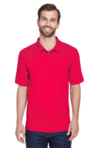 UltraClub 8210/8210T Mens Cool & Dry Moisture Wicking Short Sleeve Polo Shirt Red Model Front