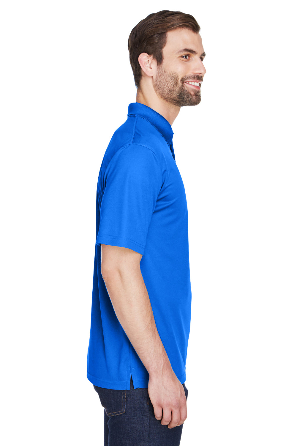 UltraClub 8210/8210T Mens Cool & Dry Moisture Wicking Short Sleeve Polo Shirt Royal Blue Model Side