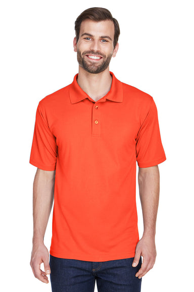 UltraClub 8210/8210T Mens Cool & Dry Moisture Wicking Short Sleeve Polo Shirt Orange Model Front