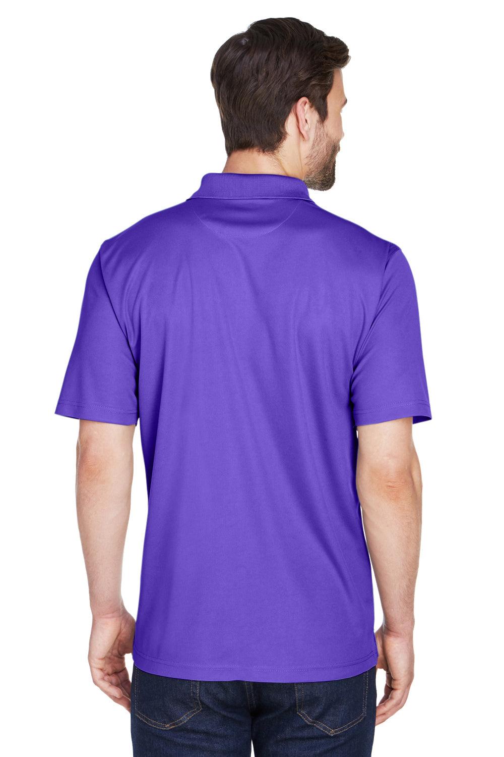 UltraClub 8210/8210T Mens Cool & Dry Moisture Wicking Short Sleeve Polo Shirt Purple Model Back