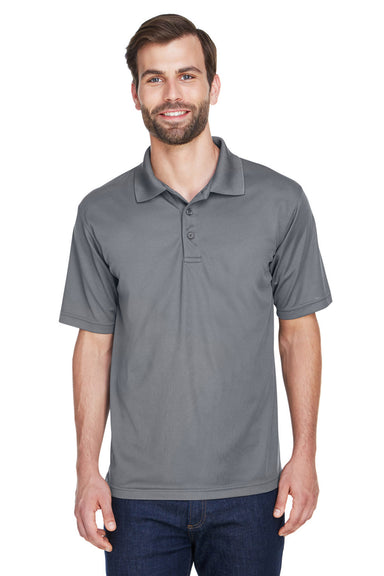 UltraClub 8210/8210T Mens Cool & Dry Moisture Wicking Short Sleeve Polo Shirt Charcoal Grey Model Front