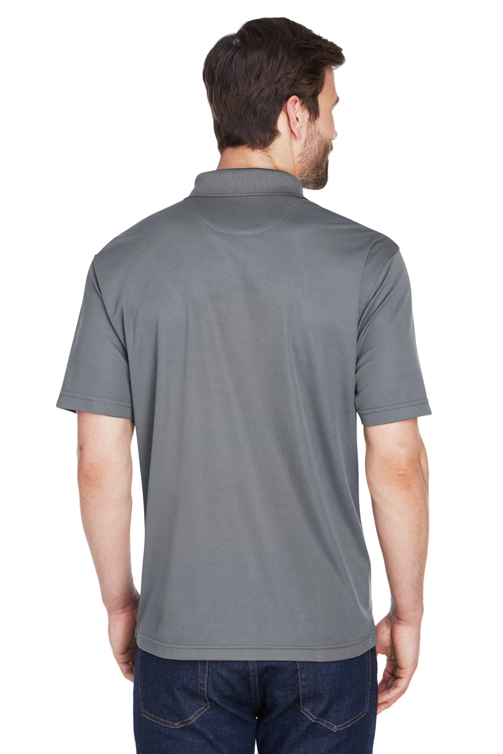 UltraClub 8210/8210T Mens Cool & Dry Moisture Wicking Short Sleeve Polo Shirt Charcoal Grey Model Back