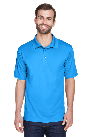 UltraClub 8210/8210T Mens Cool & Dry Moisture Wicking Short Sleeve Polo Shirt Coast Blue Model Front