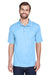 UltraClub 8210/8210T Mens Cool & Dry Moisture Wicking Short Sleeve Polo Shirt Columbia Blue Model Front