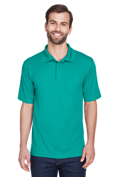 UltraClub 8210/8210T Mens Cool & Dry Moisture Wicking Short Sleeve Polo Shirt Jade Green Model Front