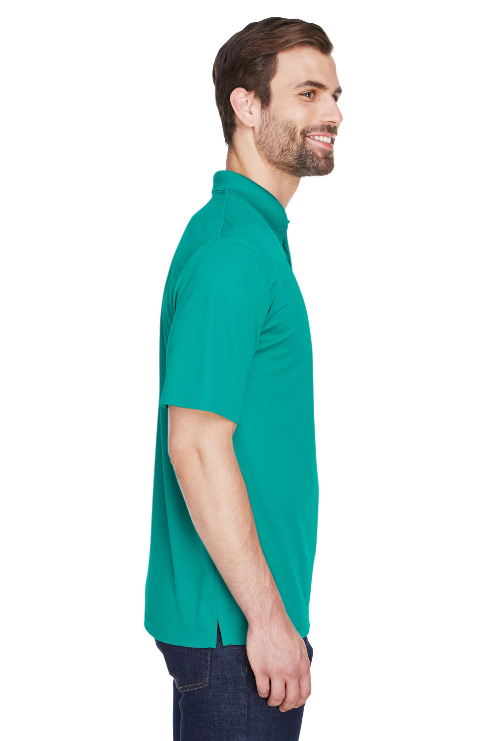 UltraClub 8210/8210T Mens Cool & Dry Moisture Wicking Short Sleeve Polo Shirt Jade Green Model Side