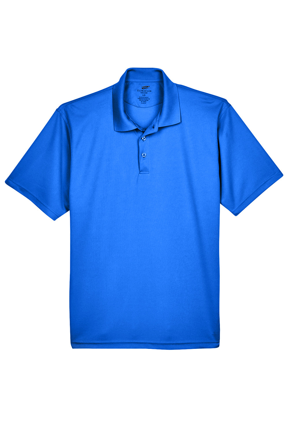 UltraClub 8210/8210T Mens Cool & Dry Moisture Wicking Short Sleeve Polo Shirt Royal Blue Flat Front