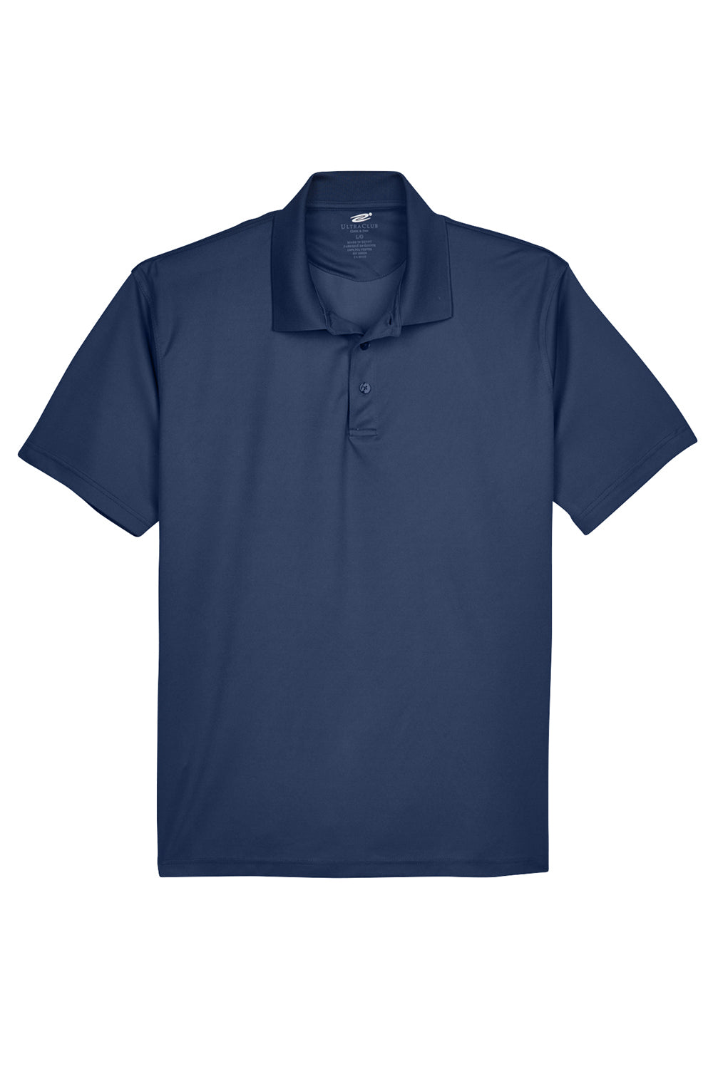 UltraClub 8210/8210T Mens Cool & Dry Moisture Wicking Short Sleeve Polo Shirt Navy Blue Flat Front