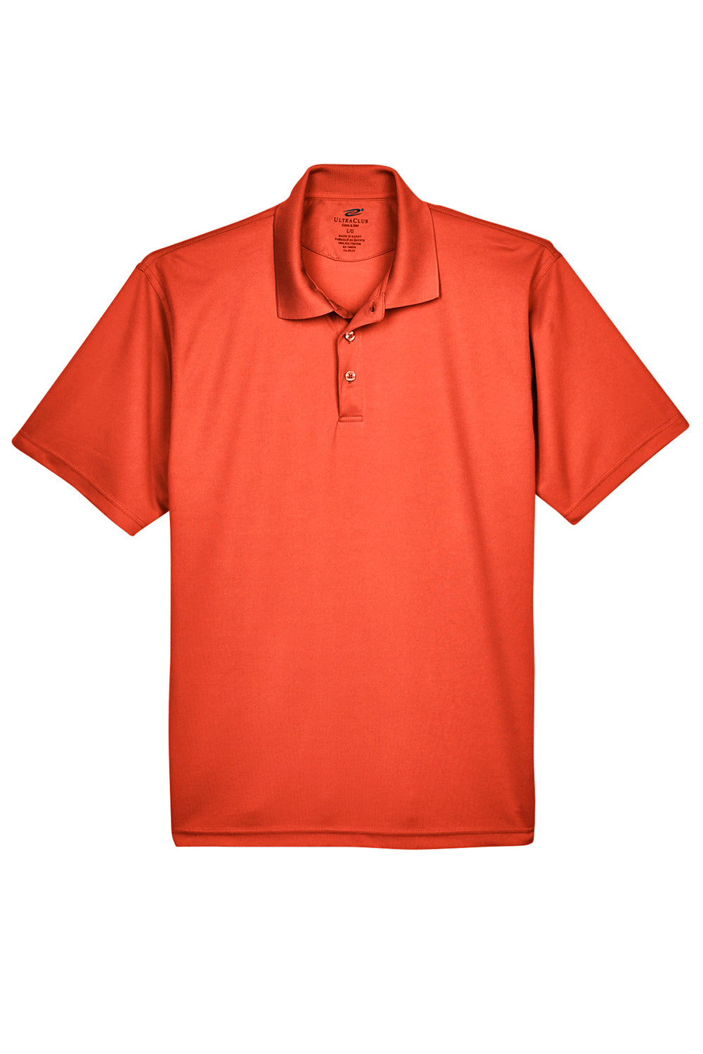 UltraClub 8210/8210T Mens Cool & Dry Moisture Wicking Short Sleeve Polo Shirt Orange Flat Front