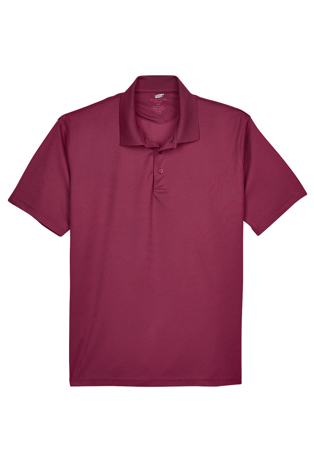 UltraClub 8210/8210T Mens Cool & Dry Moisture Wicking Short Sleeve Polo Shirt Maroon Flat Front