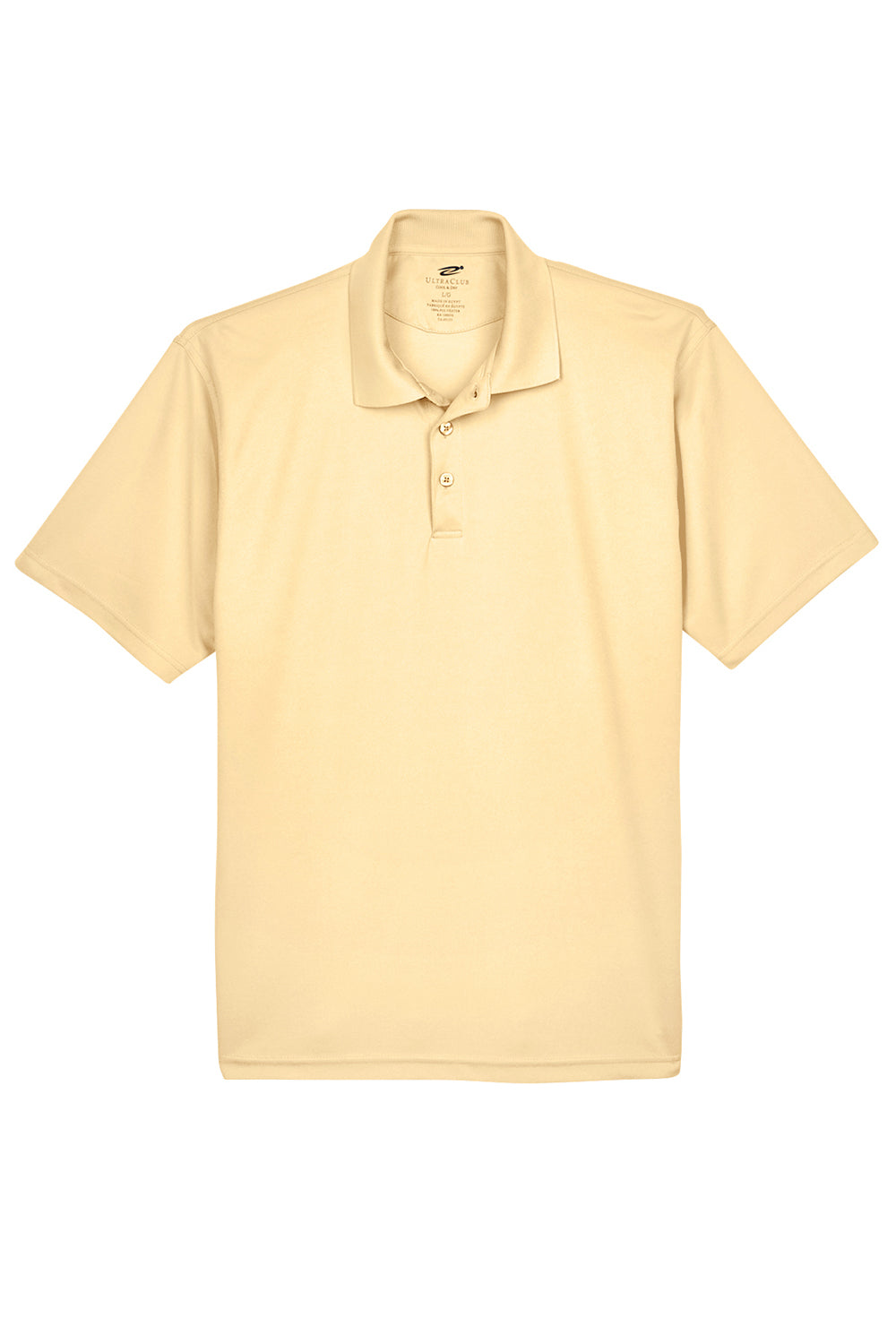 UltraClub 8210/8210T Mens Cool & Dry Moisture Wicking Short Sleeve Polo Shirt Yellow Haze Flat Front