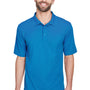 UltraClub Mens Cool & Dry Moisture Wicking Short Sleeve Polo Shirt - Pacific Blue