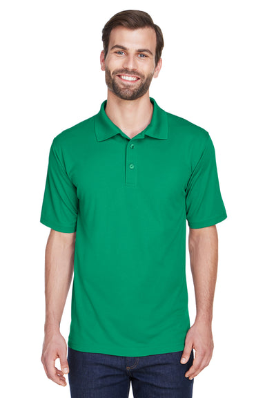 UltraClub 8210/8210T Mens Cool & Dry Moisture Wicking Short Sleeve Polo Shirt Kelly Green Model Front