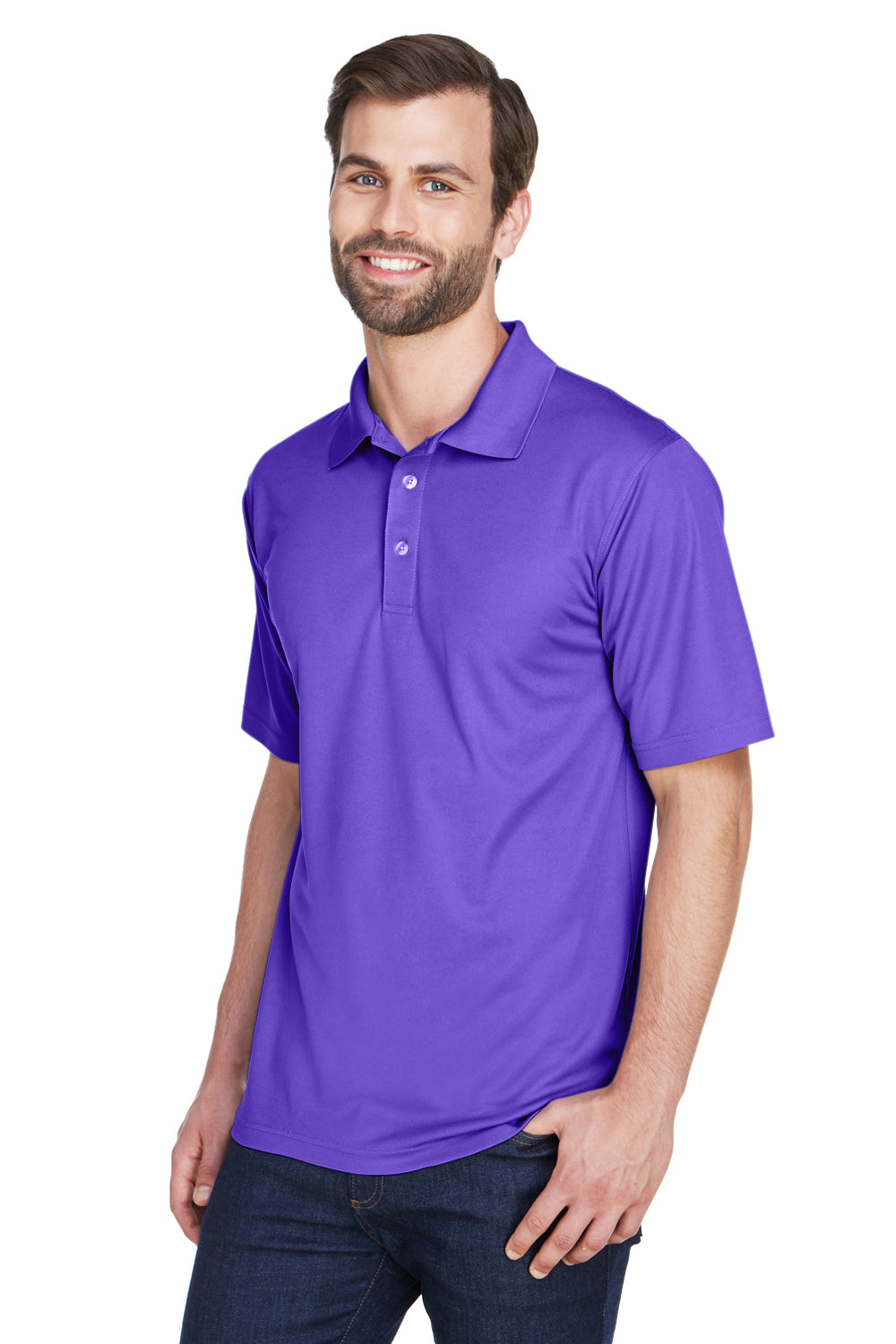 UltraClub 8210/8210T Mens Cool & Dry Moisture Wicking Short Sleeve Polo Shirt Purple Model 3q