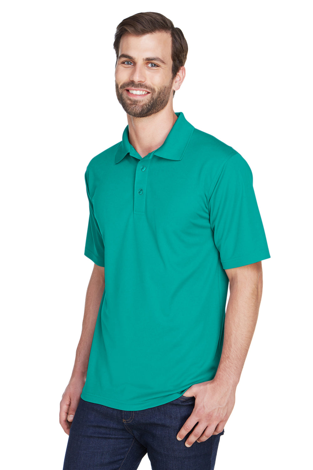 UltraClub 8210/8210T Mens Cool & Dry Moisture Wicking Short Sleeve Polo Shirt Jade Green Model 3q