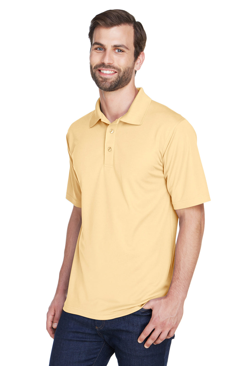 UltraClub 8210/8210T Mens Cool & Dry Moisture Wicking Short Sleeve Polo Shirt Yellow Haze Model 3q